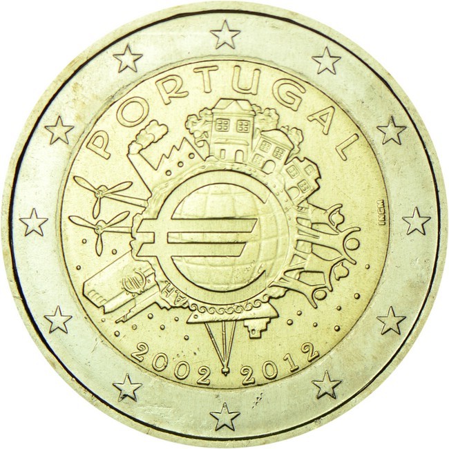 10 let Euro hotovost, Portugalsko, CuNi