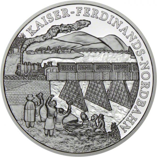 20 Euro Stříbrná mince Severní železnice: Kaiser-Ferdinands-Nordbahn PP