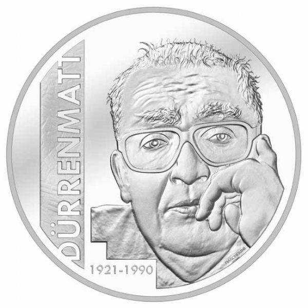 20 frank Stříbrná mince Friedrich Dürrenmatt v blistru