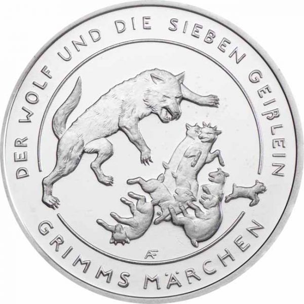 20 Euro Stříbrná mince Grimmovy pohádky - O sedmi kůzlátkách BU