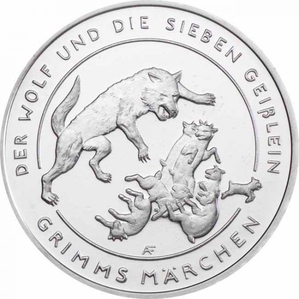 20 Euro Stříbrná mince Grimmovy pohádky - O sedmi kůzlátkách BU
