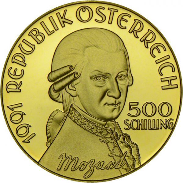 500 šilink Zlatá mince Don Giovanni