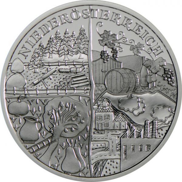 10 Euro Stříbrná mince Dolní Rakousko PP