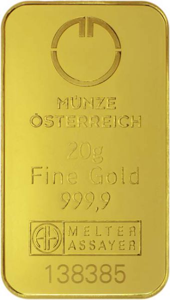 Münze Österreich Goldbarren 20 g