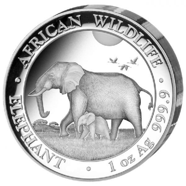 Stříbrná mince Slon - vysoký reliéf 1 unce 