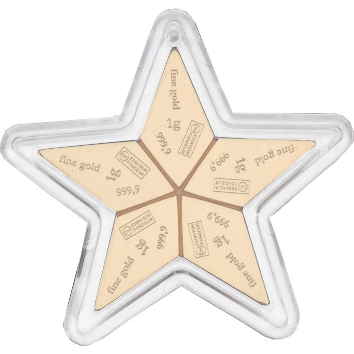 Zlatý slitek Gold CombiBar 5 x 1 g - Valcambi hvězda - knížka