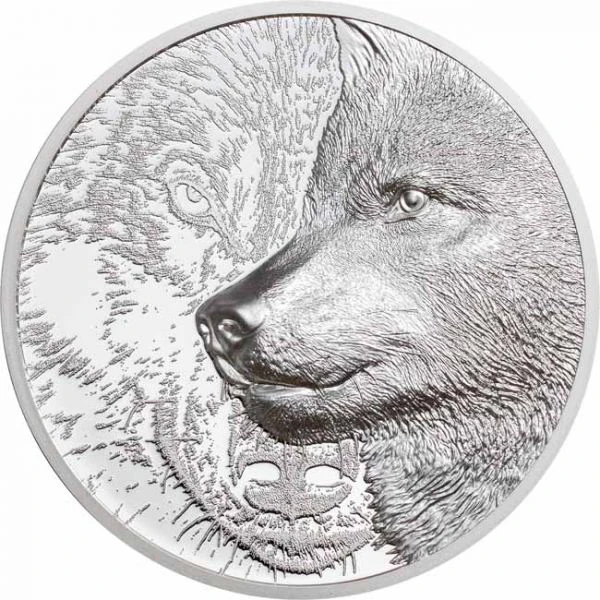 Mystischer Wolf 1 Unze Silber Ultra High Relief