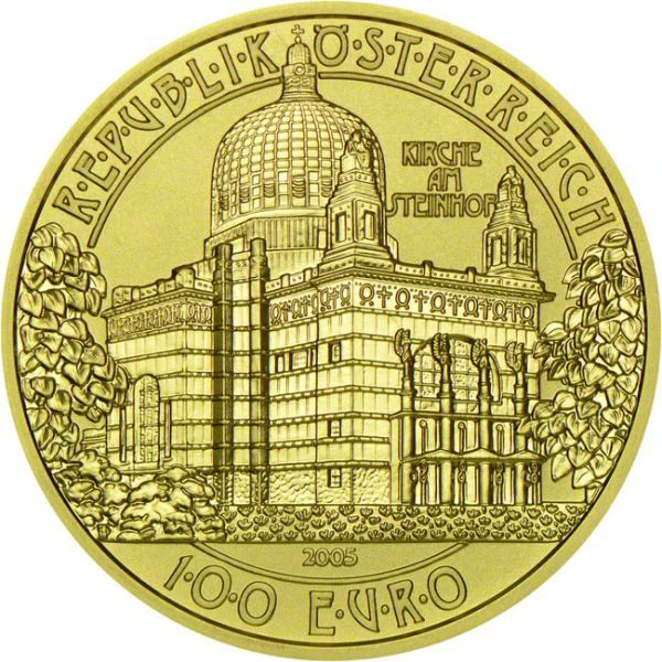 100 Euro Zlatá mince Kostel na Steinhofu PN