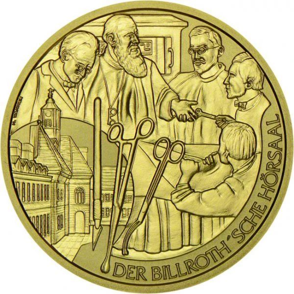 Chirurg Theodor Billroth, zlatá mince