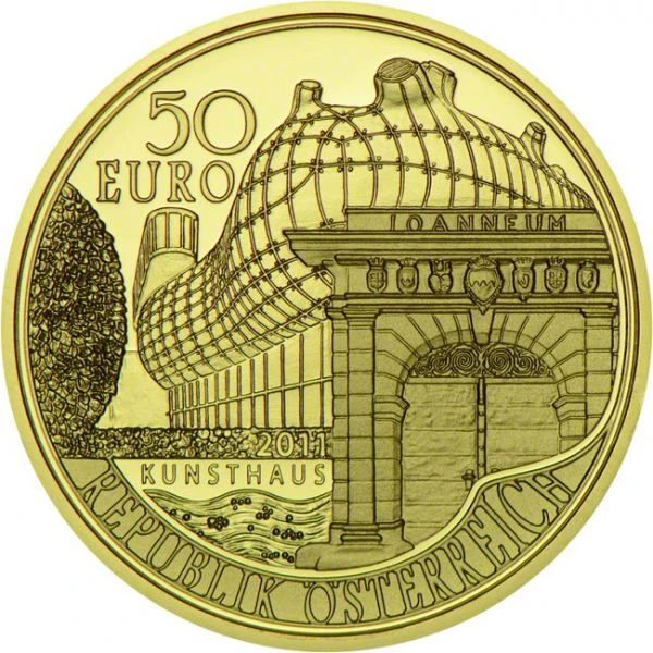 50 Euro Zlatá mince 200 let Joanneum ve Štýrském Hradci