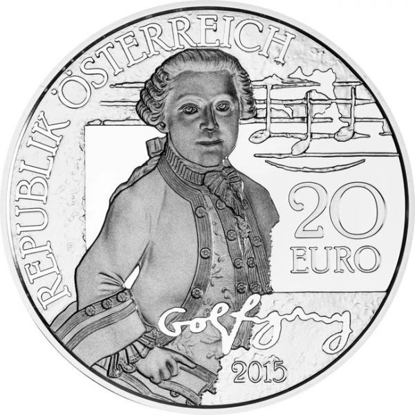 20 Euro Stříbrná mince Mozart - Zázračné dítě PP