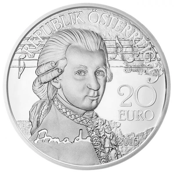 20 Euro Stříbrná mince Mozart - Genius PP
