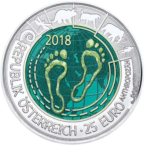 25 Euro Stříbrná / niobová mince Antropocén 