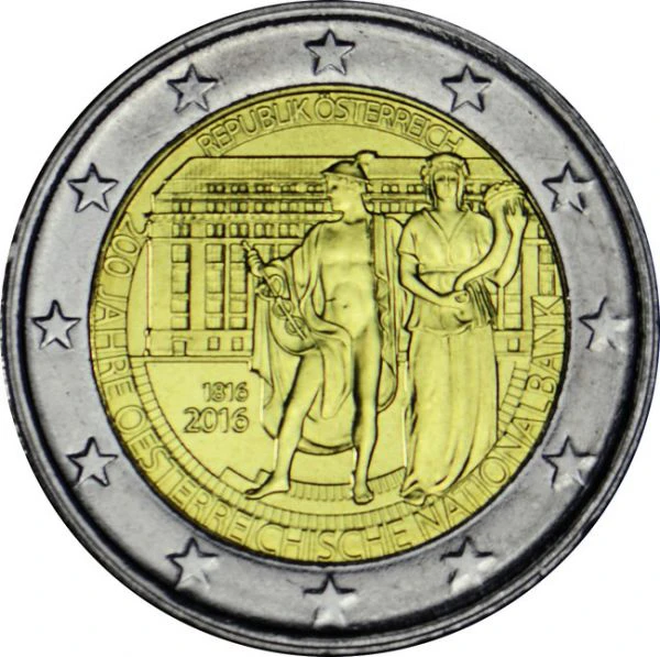 2 Euro CuNi 200. výročí založení Rakouské národní banky UN