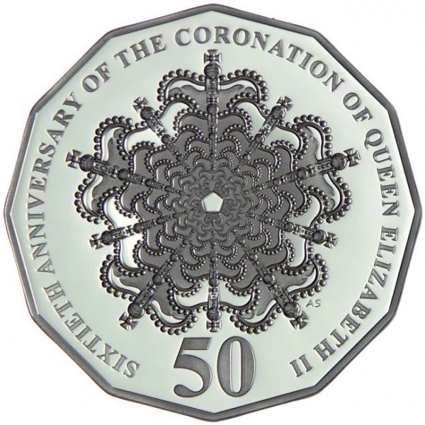 0,50 dolar Stříbrná mince 60. výročí korunovace královny Alžběty II. PP