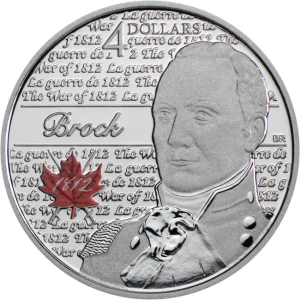4 dolar Stříbrná mince Hrdinové 1812 - sir Isaac Brock PP