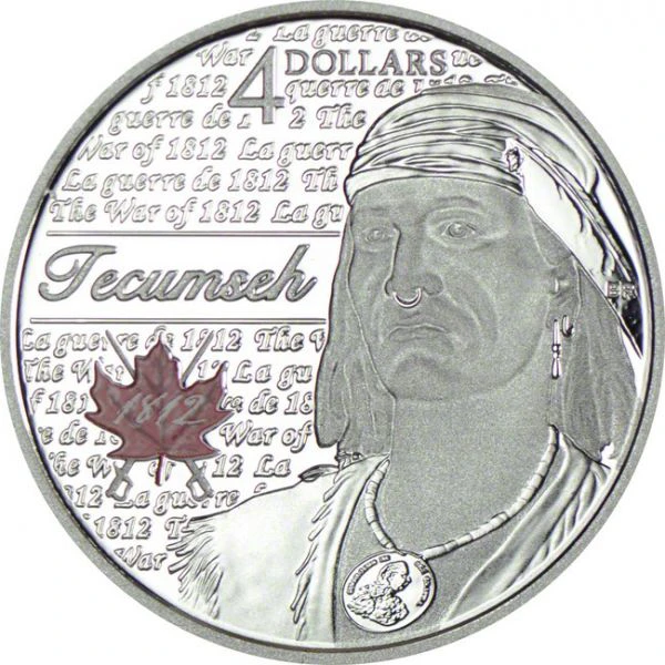 4 dolar Stříbrná mince Hrdinové 1812 - Tecumseh PP