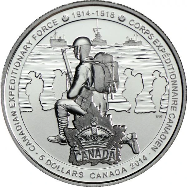 5 dolar Stříbrná mince Kanadské expediční síly PP