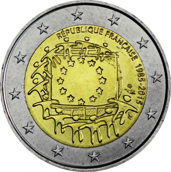 2 Euro CuNi 30 let evropské vlajky UN