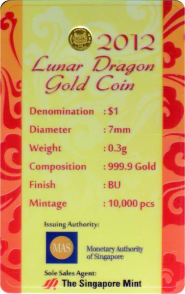 1 dolar Zlatá mince Rok draka - 0,3 gram PP