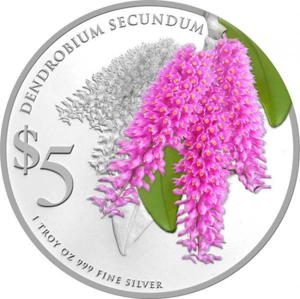 5 dolar Stříbrná mince Orchidej - Dendrobium Secundum PP 1 Oz