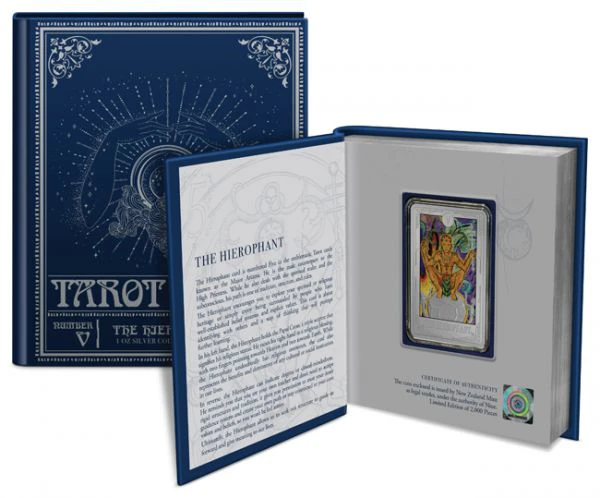 Tarot: Hierophant 1 oz Stříbrná obdélníková mince / barevná
