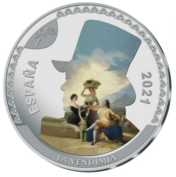 Obraz od Francisco de Goya - Podzim čili Sklizeň hroznů, stříbná mince