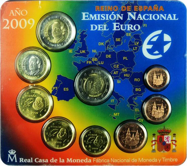 5.88 Euro CuNi kurz set Španělsko: 2009 UN