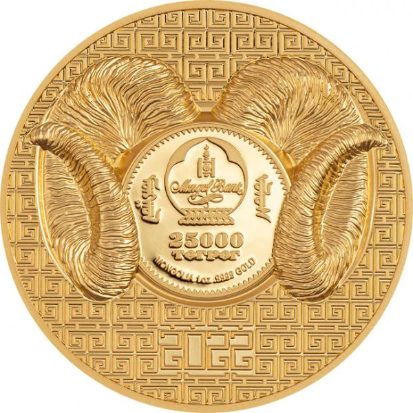 Velkolepý Argali 1 unce zlata ultra vysoký reliéf