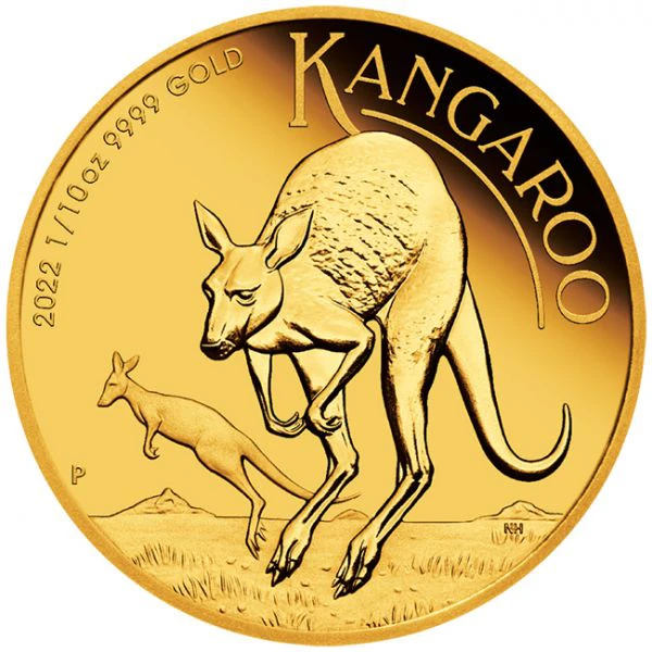 Klokan 2022 1/10 unce zlata, ražba 500 ks