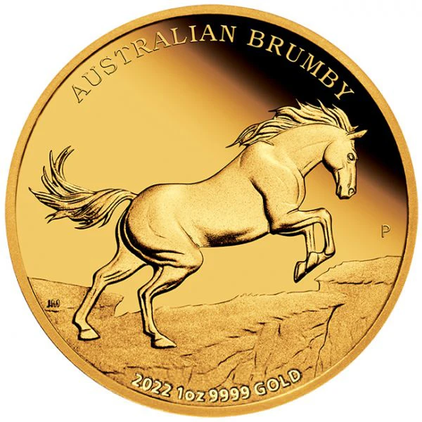 Brumby 1uncová zlatá mince 2022