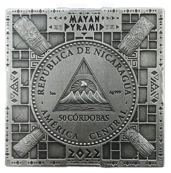 Mayská pyramida 5 oz stříbra