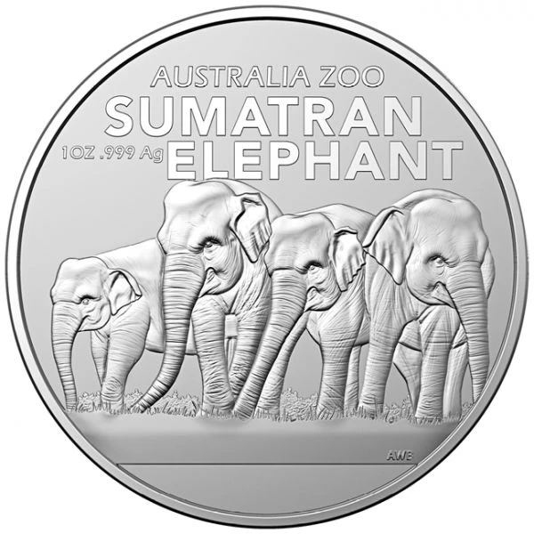 Slon sumaterský, 1 oz stříbra