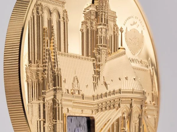 Paříž Notre Dame 5 uncí zlata ultra vysoký reliéf