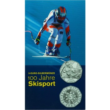 100 let lyžování, stříbrná mince 