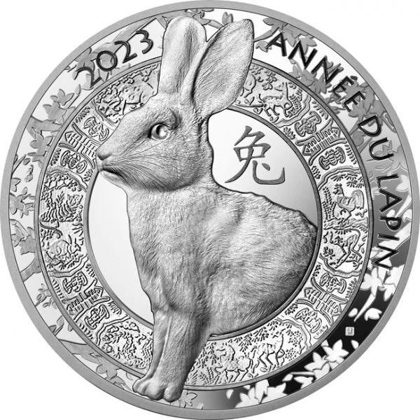 Lunární králík 20 Eur stříbro vysoký reliéf