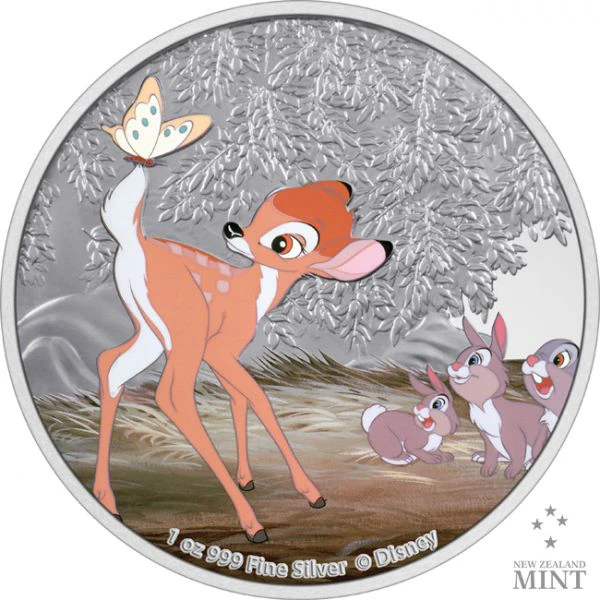 Bambi & Schmetterling 1 Unze Silber
