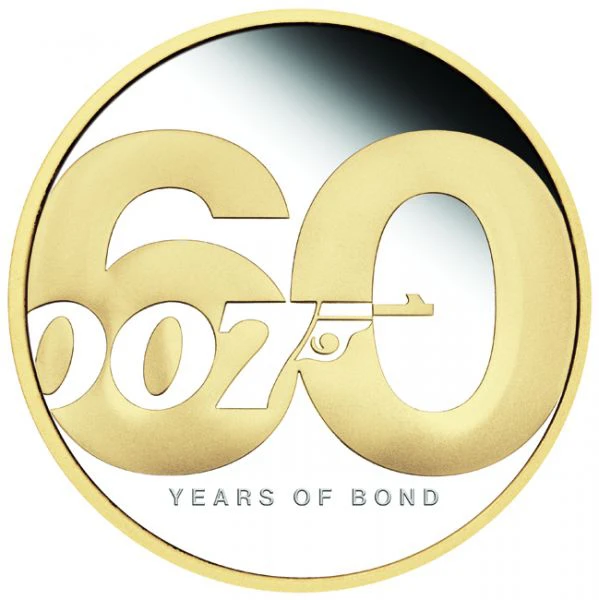 Stříbrná pozlacená mince 60 let Jamese Bonda