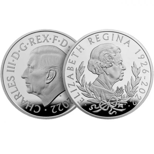Stříbrná mince královny Alžběty II. o hmotnosti 1 unce