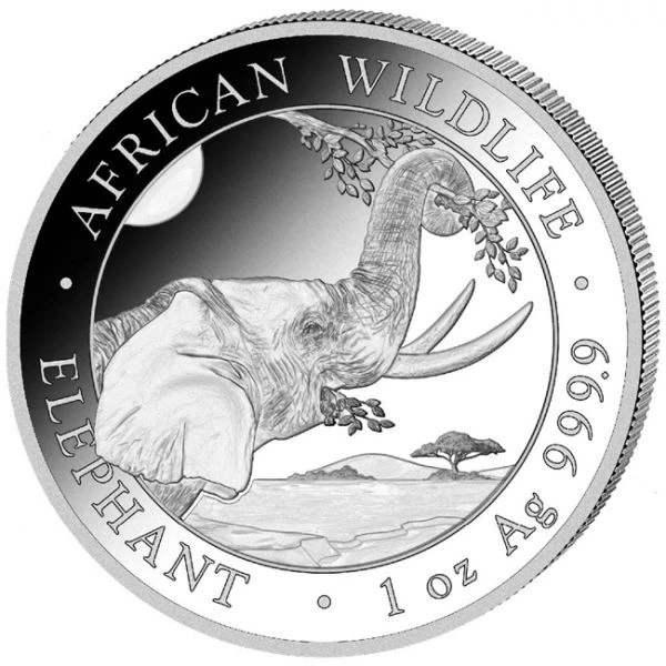 Slon 1 unce stříbrné mince s ultra vysokým reliéfem