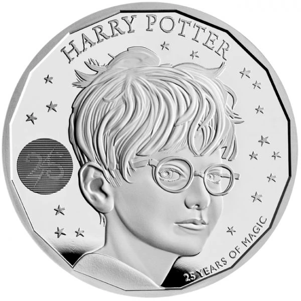 Stříbrná mince o hmotnosti 1 unce s motivem Harryho Pottera