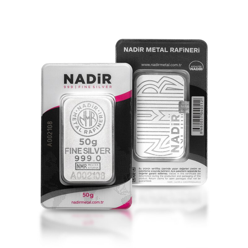 Stříbrný slitek 50 g Nadir Metal Rafineri