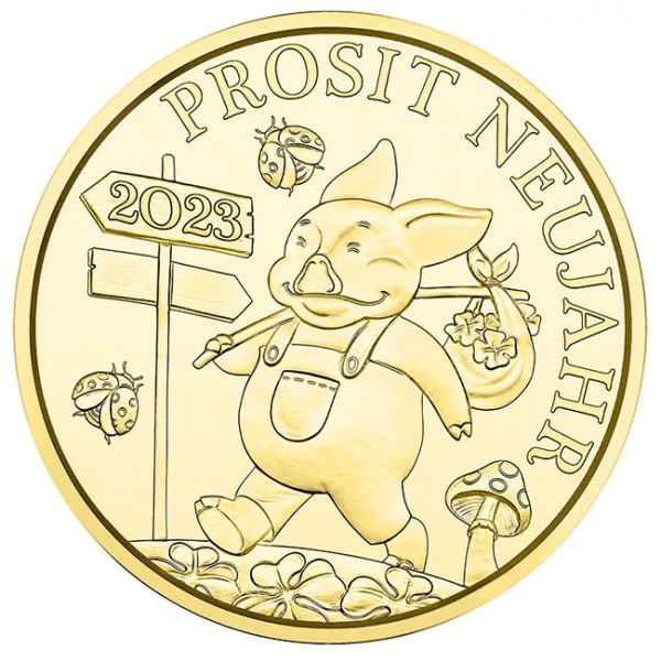 Žeton štěstí 2023, stříbrná mince pozlacená