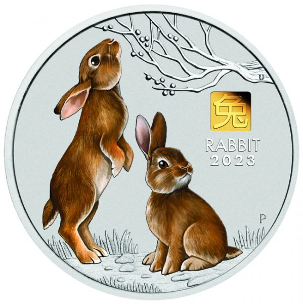 Lunární králík 1 kg stříbra, Gold Privy Mark