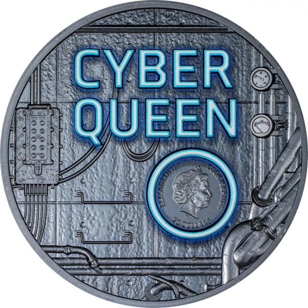 Kybernetická královna - černá, 3 oz stříbra