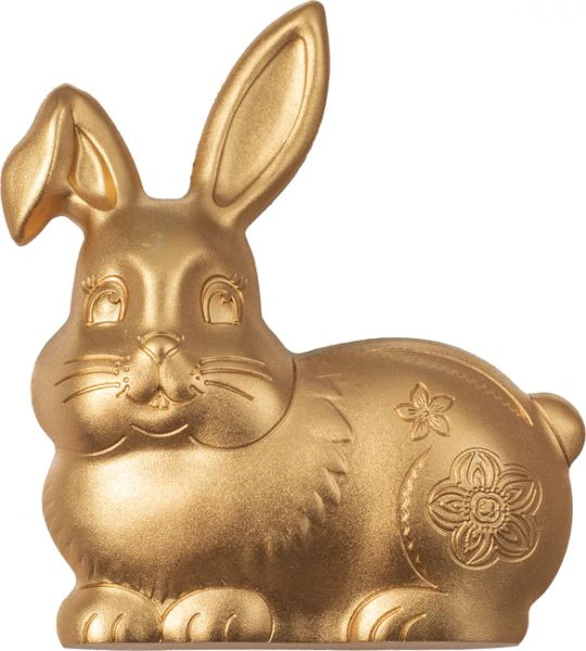 Králíček pozlacený, 1 oz stříbra ultra vysoký reliéf