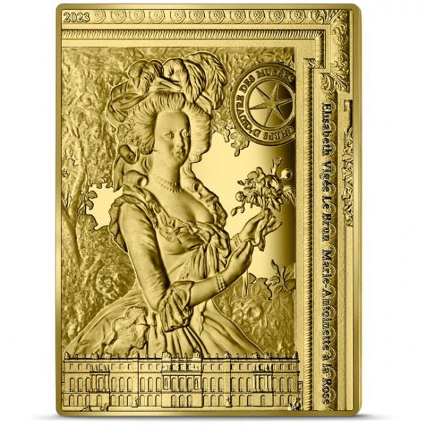 Obraz od Élisabeth Vigée-Lebrun - Marie Antoinette s růží, 1/4 oz zlata