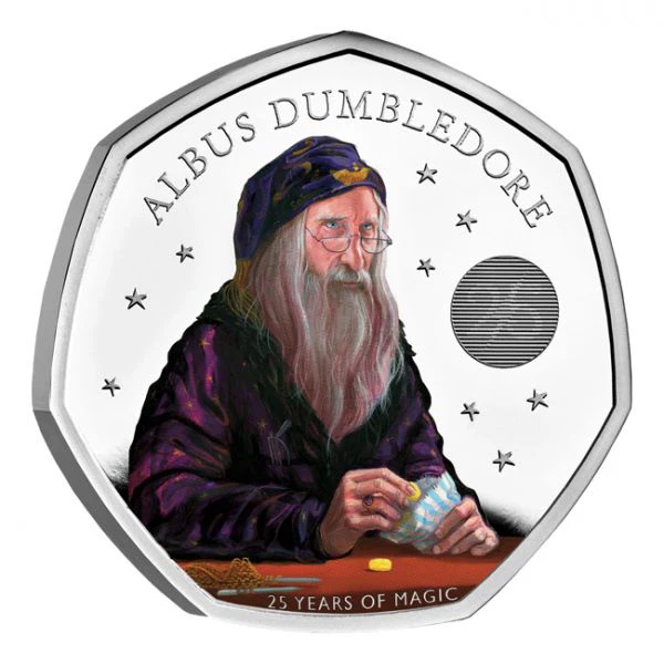 Albus Dumbledore, stříbrná mince v barvě