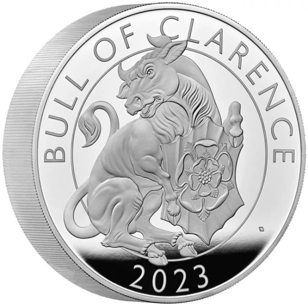 Stříbrná mince Tudorovská zvířata - The Bull of Clarence 2023, 10 oz stříbra