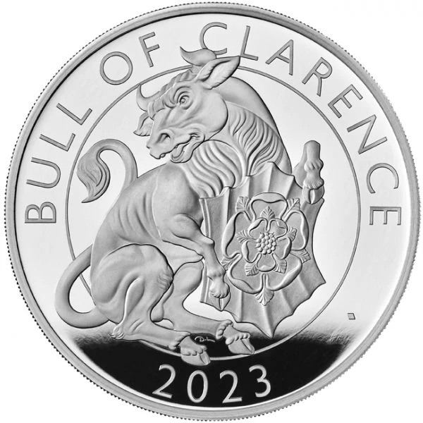 Stříbrná mince Tudorovská zvířata - The Bull of Clarence 2023, 5 oz